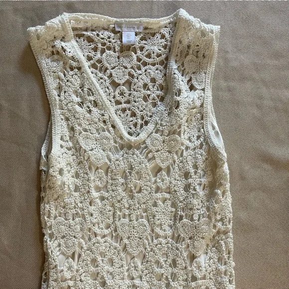 House of Harlow 1960 Cream Crochet Lace Midi Dress Size L Boho